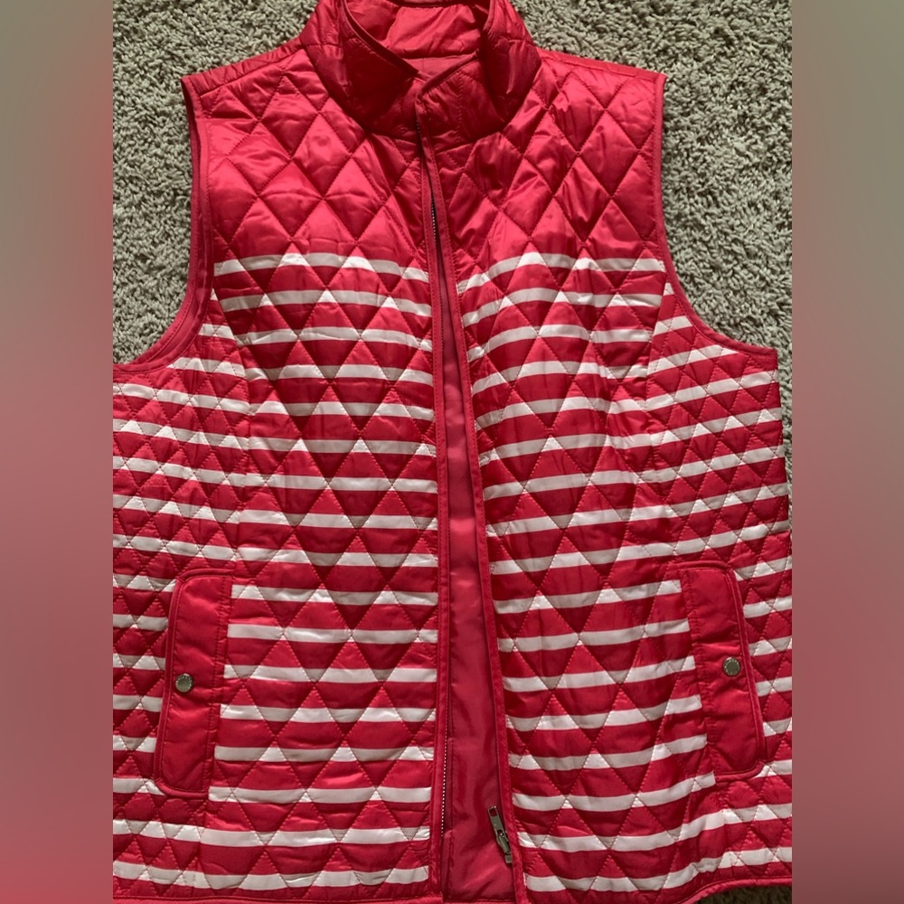 Talbots Pink and White Striped Vest